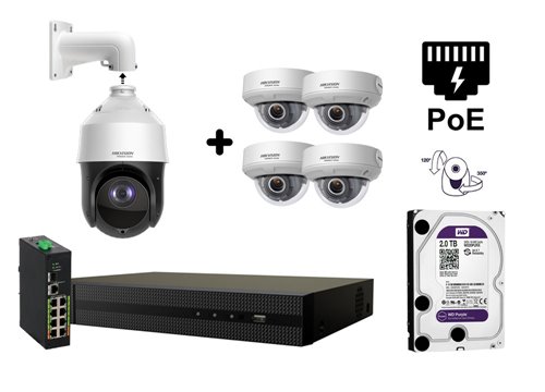Telecamera IP motorizzata da 4 MP - KIT5-HWP-N4425IH-DE