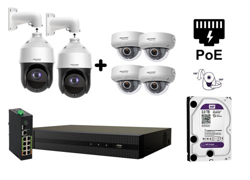 Telecamera IP motorizzata da 4 MP - KIT6-HWP-N4425IH-DE