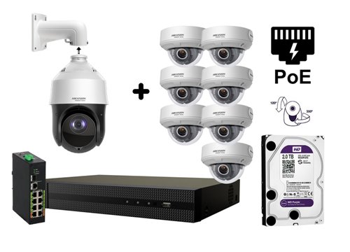 Telecamera IP motorizzata da 4 MP - KIT8-HWP-N4425IH-DE
